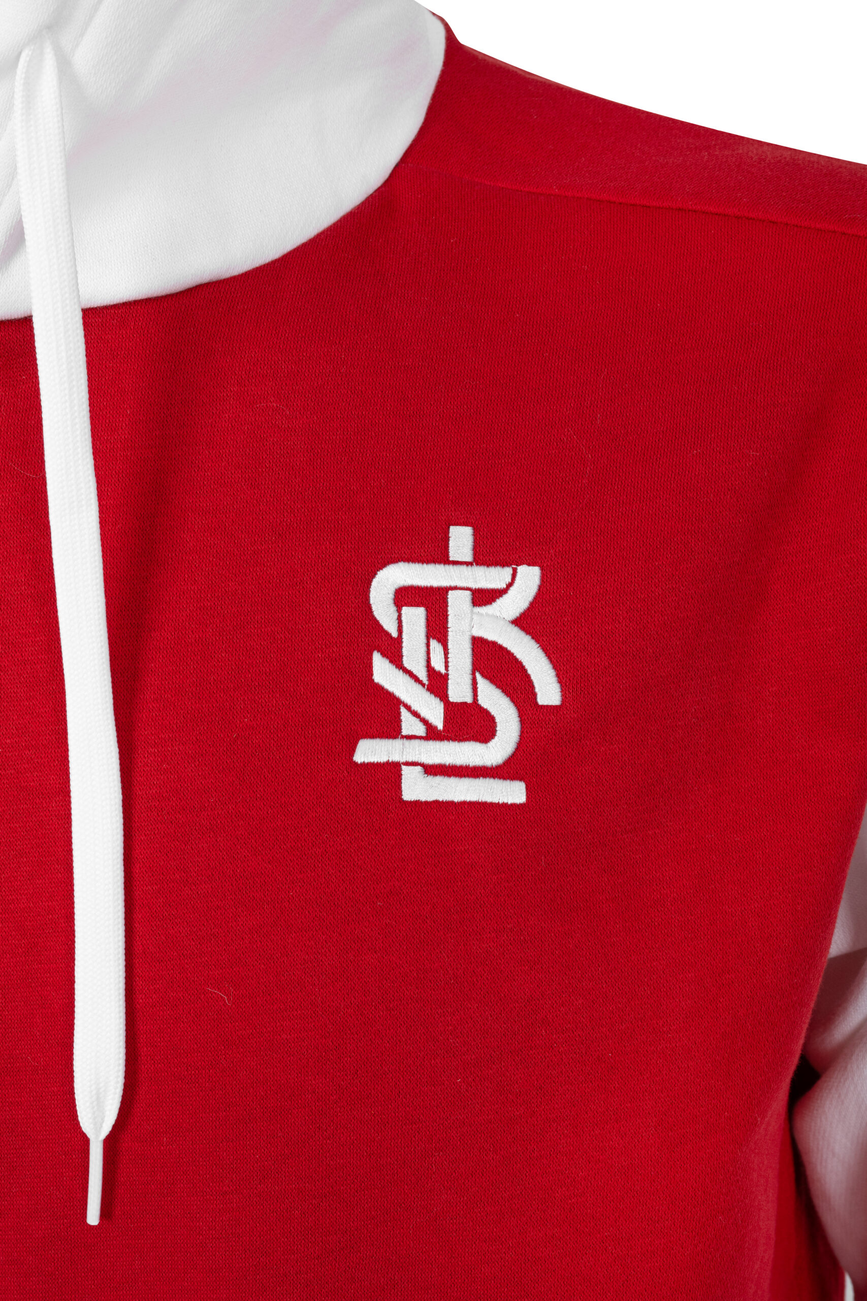 BLUZA Z KAPTUREM BIAŁO-CZERWONA